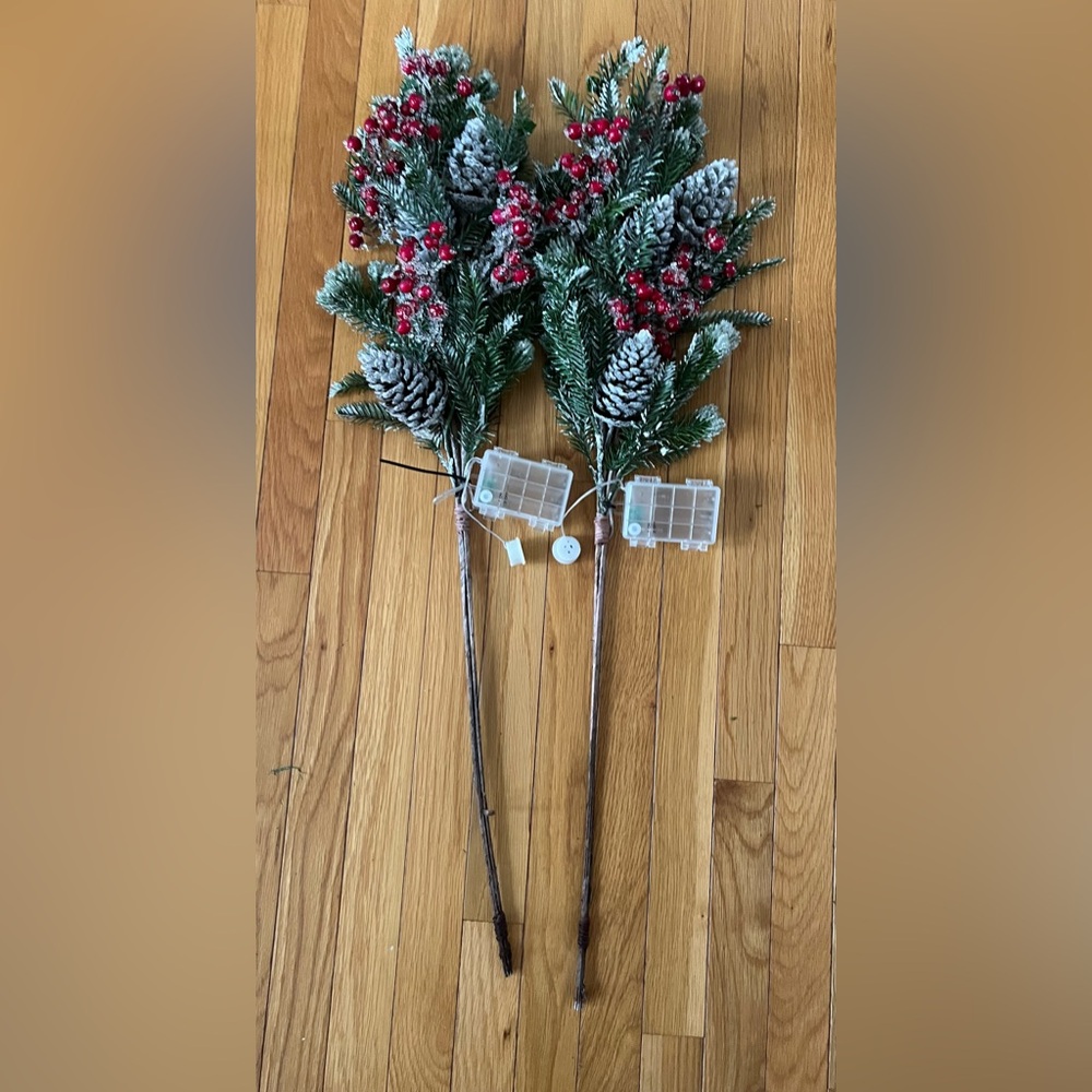 Set of 2 Martha Stewart winter berry light up decor